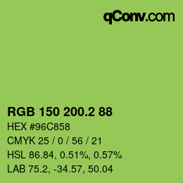 カラーコード: RGB 150 200.2 88 | qconv.com