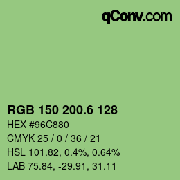 カラーコード: RGB 150 200.6 128 | qconv.com