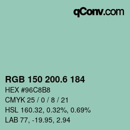カラーコード: RGB 150 200.6 184 | qconv.com