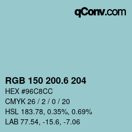 カラーコード: RGB 150 200.6 204 | qconv.com