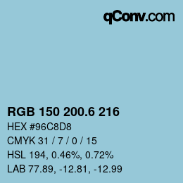 カラーコード: RGB 150 200.6 216 | qconv.com