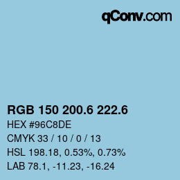 カラーコード: RGB 150 200.6 222.6 | qconv.com