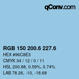カラーコード: RGB 150 200.6 227.6 | qconv.com