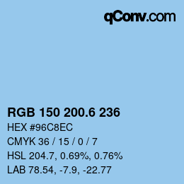 カラーコード: RGB 150 200.6 236 | qconv.com