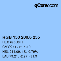 カラーコード: RGB 150 200.6 255 | qconv.com