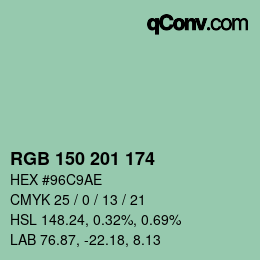 Color code: RGB 150 201 174 | qconv.com