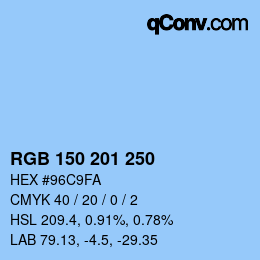 Color code: RGB 150 201 250 | qconv.com