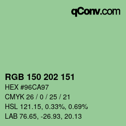 Color code: RGB 150 202 151 | qconv.com