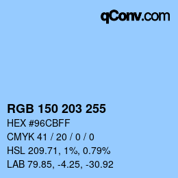 カラーコード: RGB 150 203 255 | qconv.com