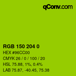 Color code: RGB 150 204 0 | qconv.com