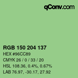 Color code: RGB 150 204 137 | qconv.com