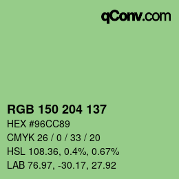 Color code: RGB 150 204 137 | qconv.com