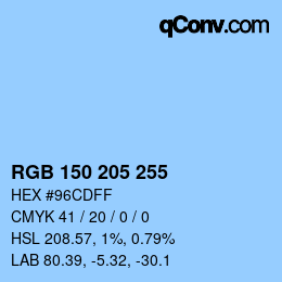 Color code: RGB 150 205 255 | qconv.com