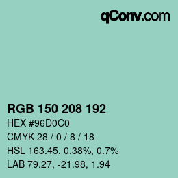 Color code: RGB 150 208 192 | qconv.com