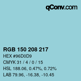 Color code: RGB 150 208 217 | qconv.com