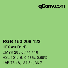 颜色代码: RGB 150 209 123 | qconv.com