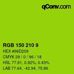 カラーコード: RGB 150 210 9 | qconv.com