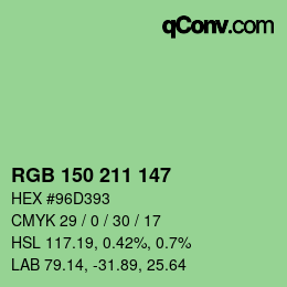 颜色代码: RGB 150 211 147 | qconv.com