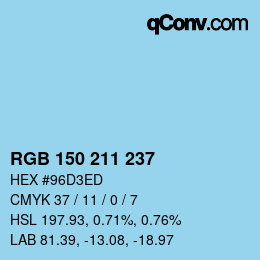 Color code: RGB 150 211 237 | qconv.com