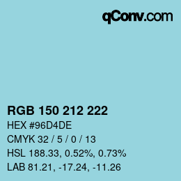 颜色代码: RGB 150 212 222 | qconv.com