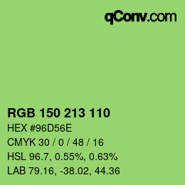 カラーコード: RGB 150 213 110 | qconv.com