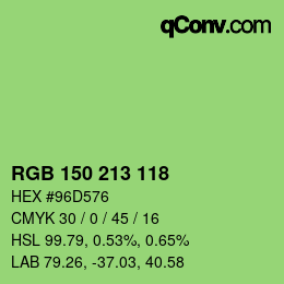 Color code: RGB 150 213 118 | qconv.com