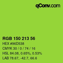 Color code: RGB 150 213 56 | qconv.com