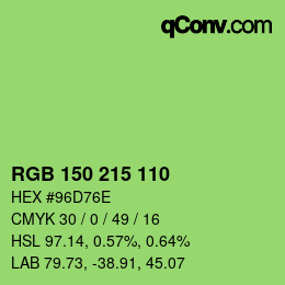 颜色代码: RGB 150 215 110 | qconv.com