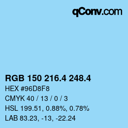 カラーコード: RGB 150 216.4 248.4 | qconv.com