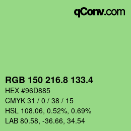 カラーコード: RGB 150 216.8 133.4 | qconv.com