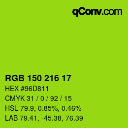 カラーコード: RGB 150 216 17 | qconv.com