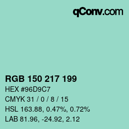 Color code: RGB 150 217 199 | qconv.com