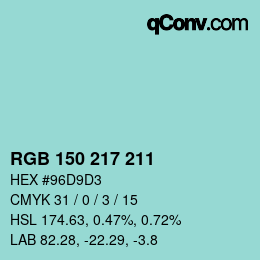 Color code: RGB 150 217 211 | qconv.com