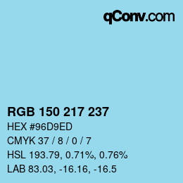 Color code: RGB 150 217 237 | qconv.com