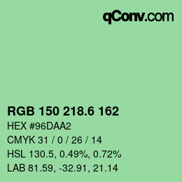カラーコード: RGB 150 218.6 162 | qconv.com