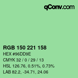 Color code: RGB 150 221 158 | qconv.com