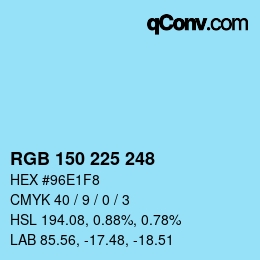 Código de color: RGB 150 225 248 | qconv.com