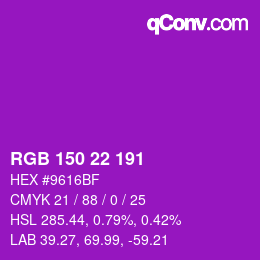 Color code: RGB 150 22 191 | qconv.com