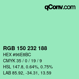 Color code: RGB 150 232 188 | qconv.com