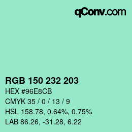 颜色代码: RGB 150 232 203 | qconv.com