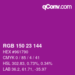 カラーコード: RGB 150 23 144 | qconv.com