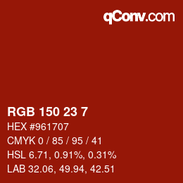 Color code: RGB 150 23 7 | qconv.com