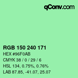 Color code: RGB 150 240 171 | qconv.com