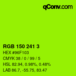 Color code: RGB 150 241 3 | qconv.com