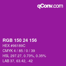 颜色代码: RGB 150 24 156 | qconv.com