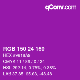 カラーコード: RGB 150 24 169 | qconv.com