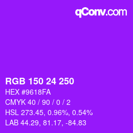 Color code: RGB 150 24 250 | qconv.com