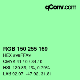 Color code: RGB 150 255 169 | qconv.com