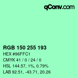Color code: RGB 150 255 193 | qconv.com