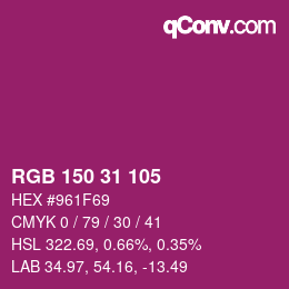 Color code: RGB 150 31 105 | qconv.com
